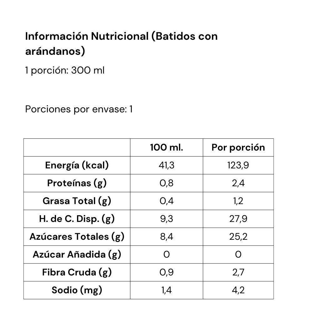 Batido con Arándanos 300 gr. - Pack 12 unidades